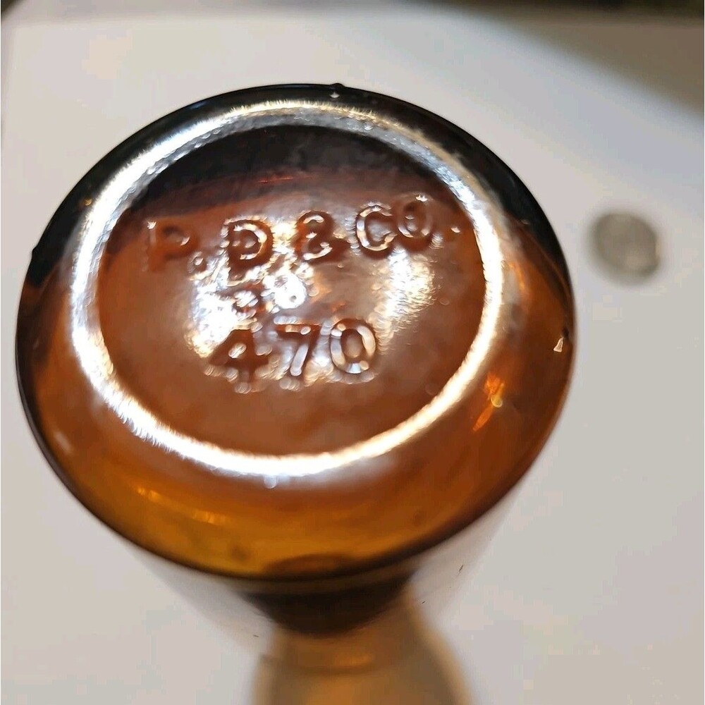 Vtg P.D. & Co. Amber Apothecary Pharmacy Bottle Parke Davis & Co.